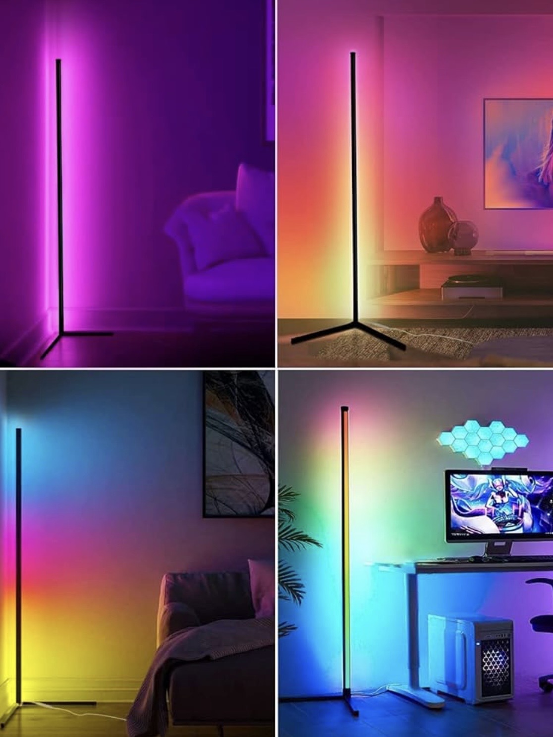 Lampadaire LED d'Angle RGB 160CM - Lumière Intelligente 16M Couleurs APP/Télécommande