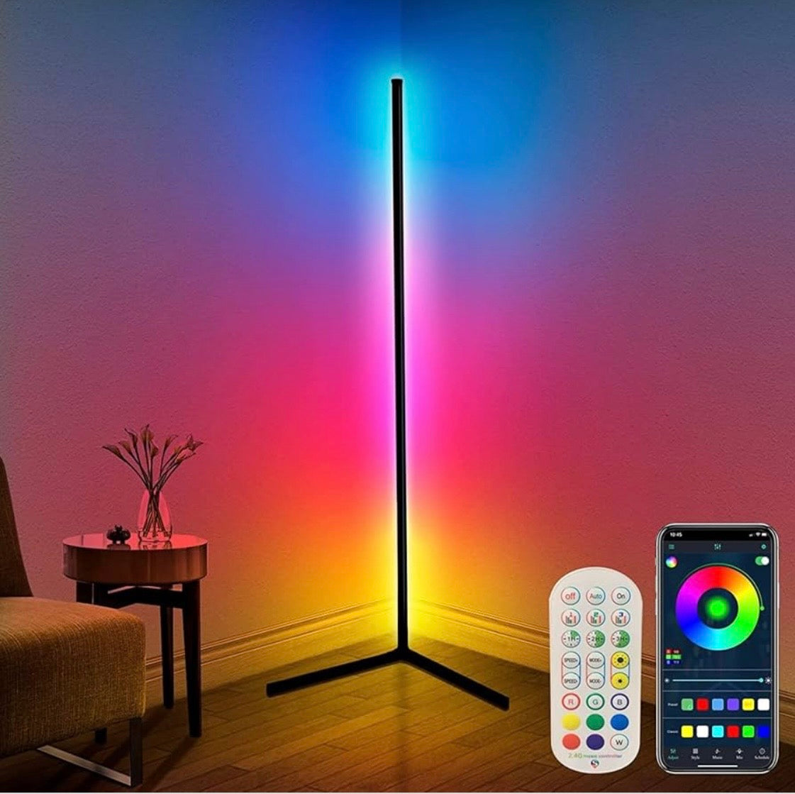 Lampadaire LED d'Angle RGB 160CM - Lumière Intelligente 16M Couleurs APP/Télécommande